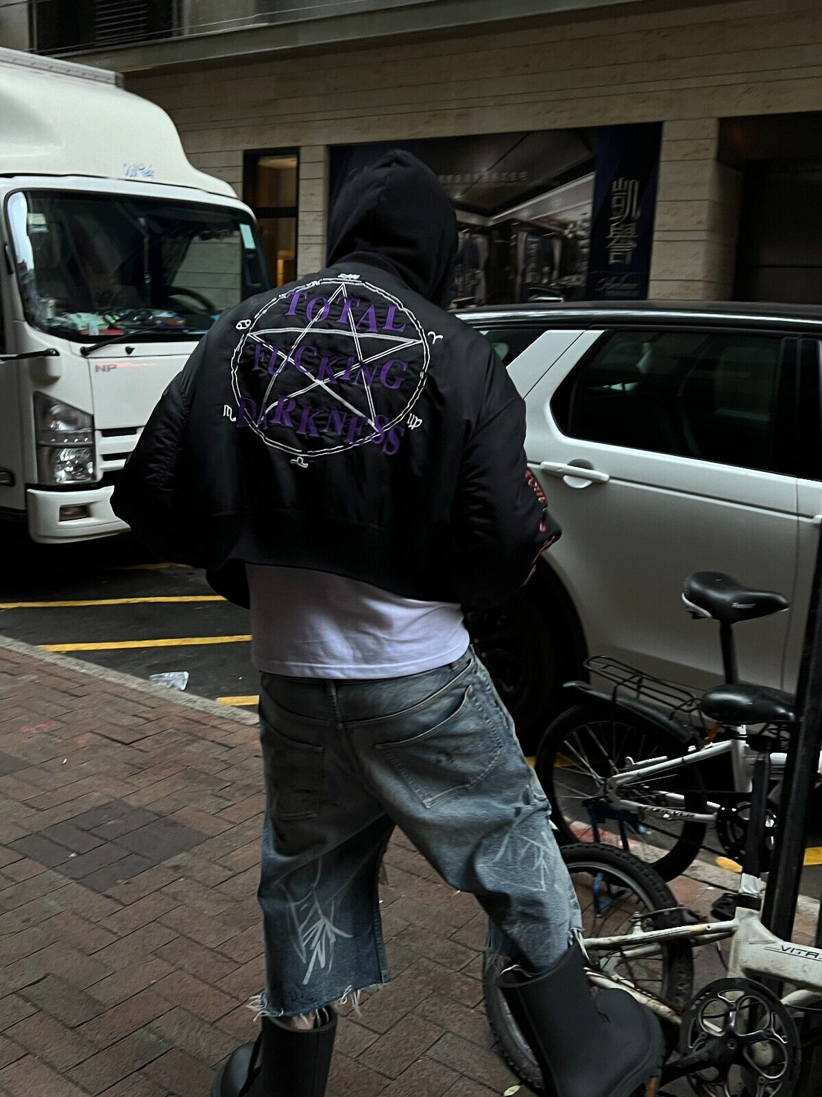 Self-Made VETEMENTS Embroidered Pentagram Magic Array Bomber Hooded Loose Jacket