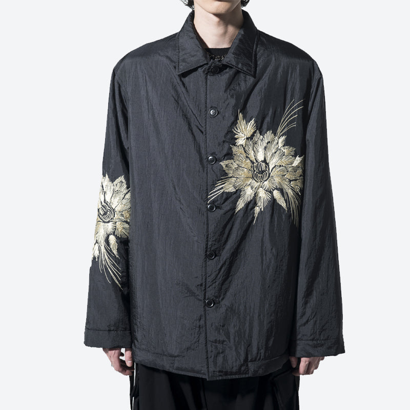 Self-made Yohji Yamamoto SYTE Nylon Lightweight Embroidered Floral Loose Jacket Coat