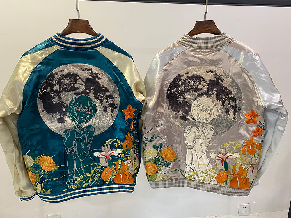 EVA Collaboration Rei Ayanami & Kaworu Nagisa Yokosuka Embroidered Reversible Jacket