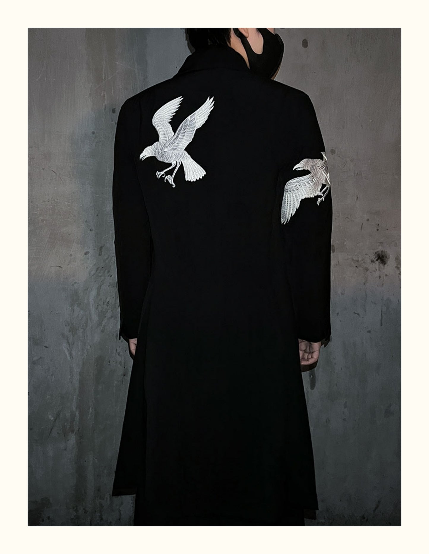 Self-made Yohji Yamamoto Dark 21AW Long Blazer Coat Dual Crow Embroidery on Back