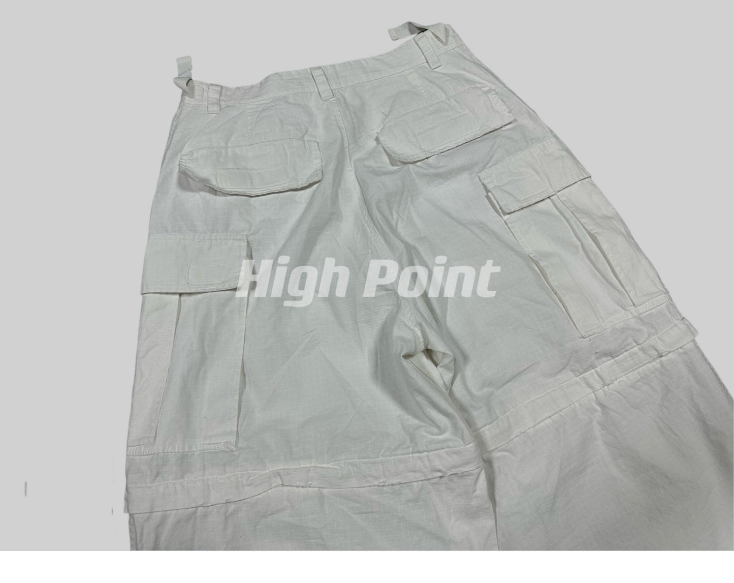 23AW Runway Designer B Vers. Off-White Distressed Cargo Work Pants Detachable