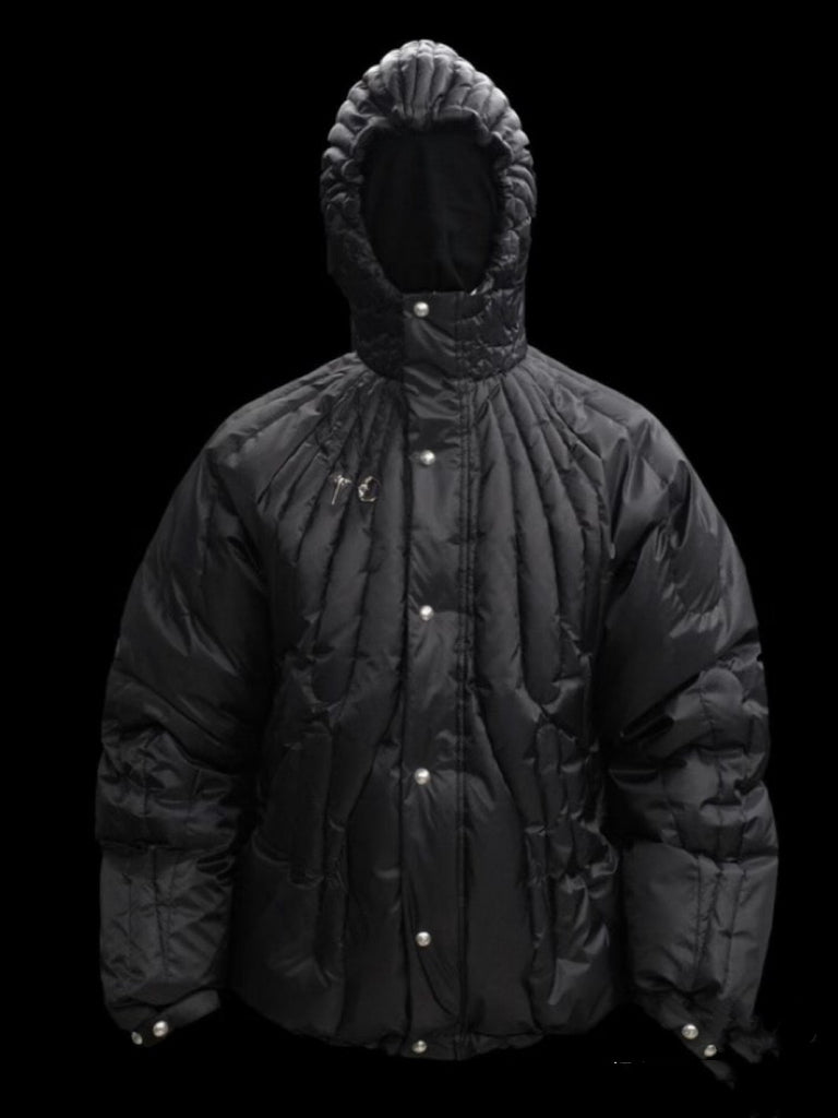 ThugClub 23SS Black Waterproof & Windproof Nylon Goose Down Fill Jacket 360g