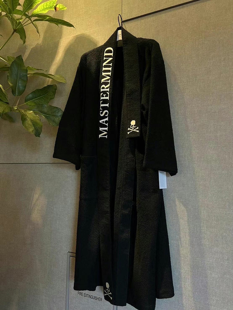 Mastermind Skull Embroidered Cotton Bathrobe - MMJ Unisex Long Absorbent Robe