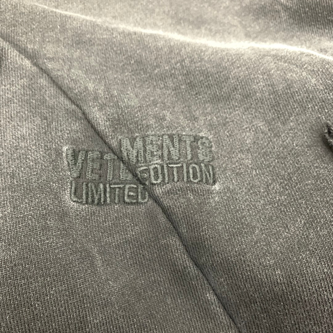 Self-made Vetements 23FW Heavy Washed Distressed Deconstructed Zip Hoodie