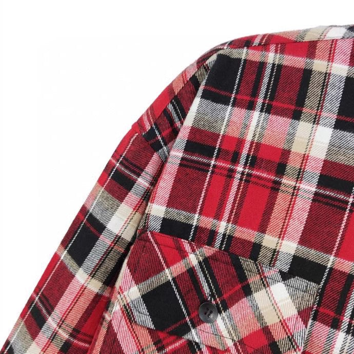 Self-made Fear of God FOG Fifth Season Red Checkered Shirt High Street Loose Fit