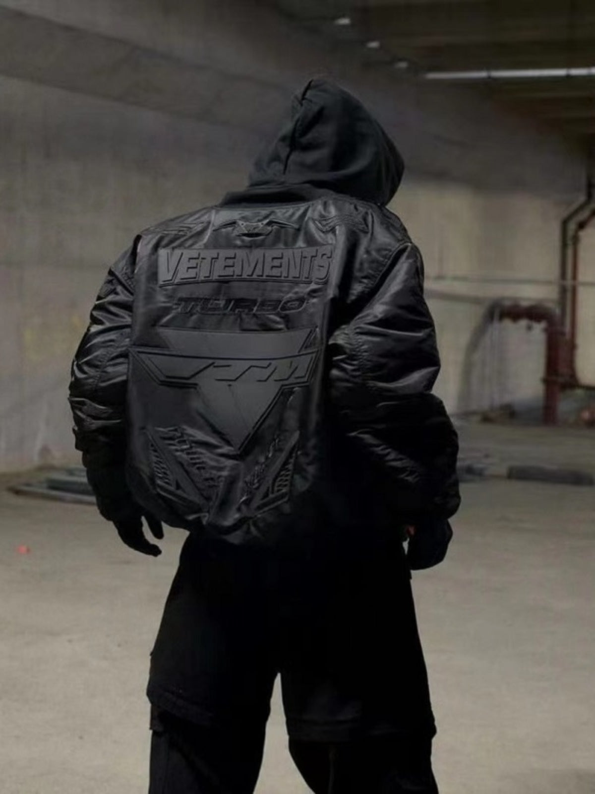 Self-made Vetements 23FW Alpha Black Race Car Air Force Jacket Cotton Bomber