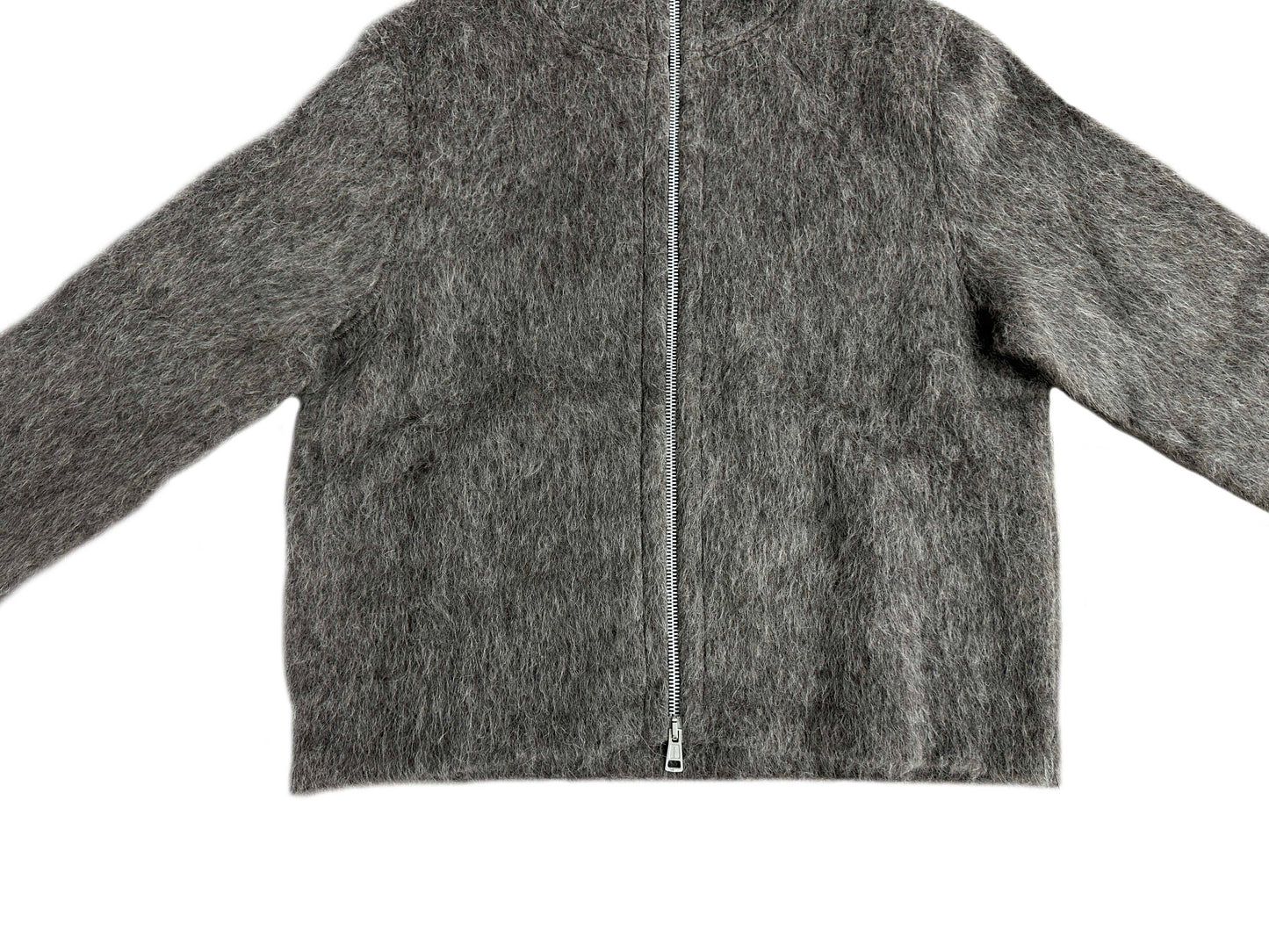 Self-made Our Legacy Grey Mohair Zip Cardigan – Wool Blend Relaxed Hooded Knit