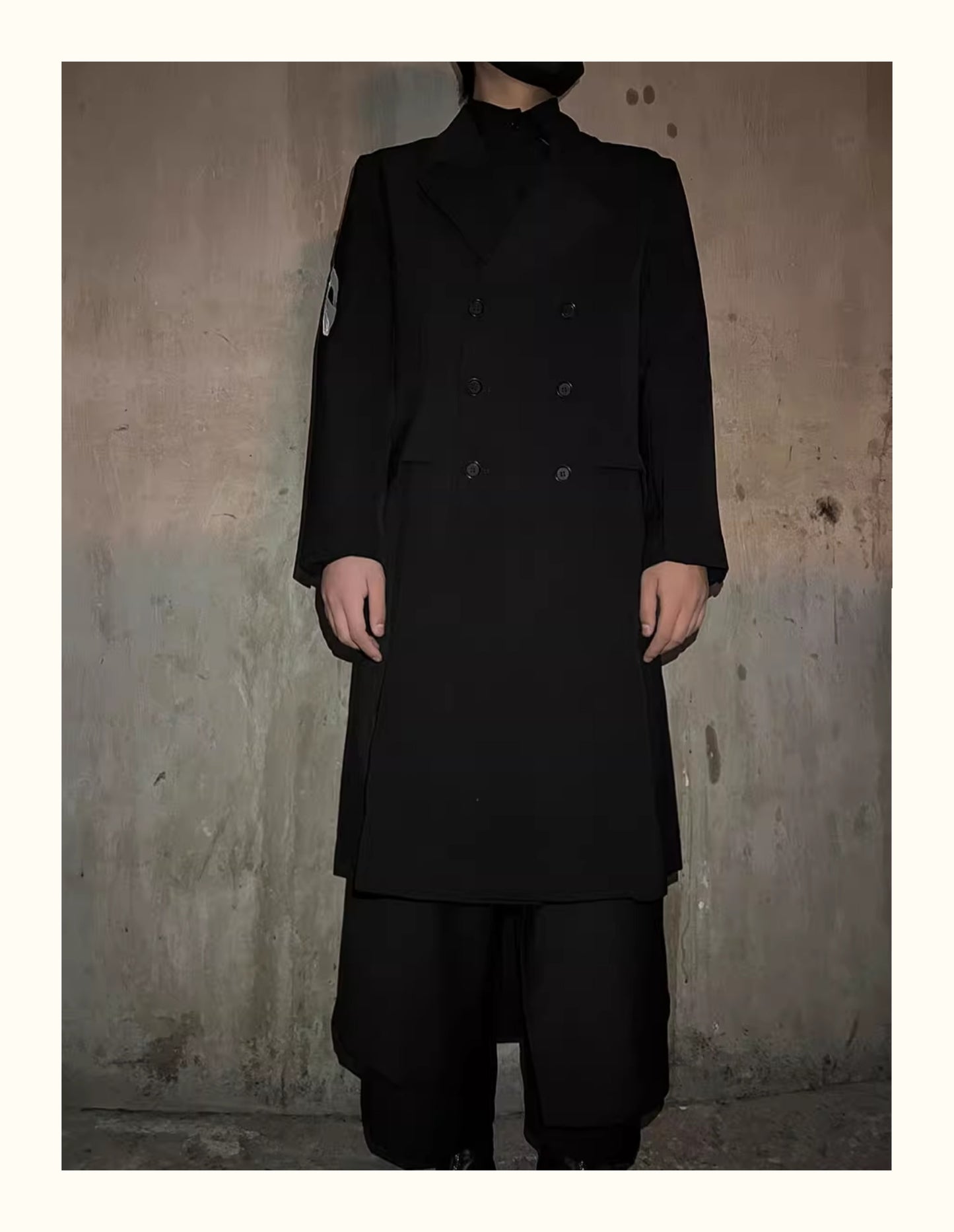 Self-made Yohji Yamamoto Dark 21AW Long Blazer Coat Dual Crow Embroidery on Back