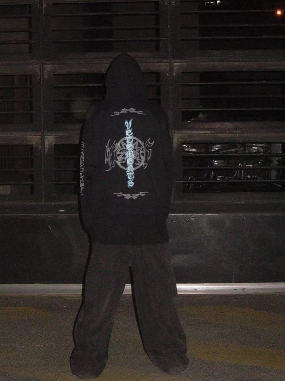 Self-made Vetements VTM 22SS Gothic Rage Hoodie Pentagram - Sanskrit Embroidery