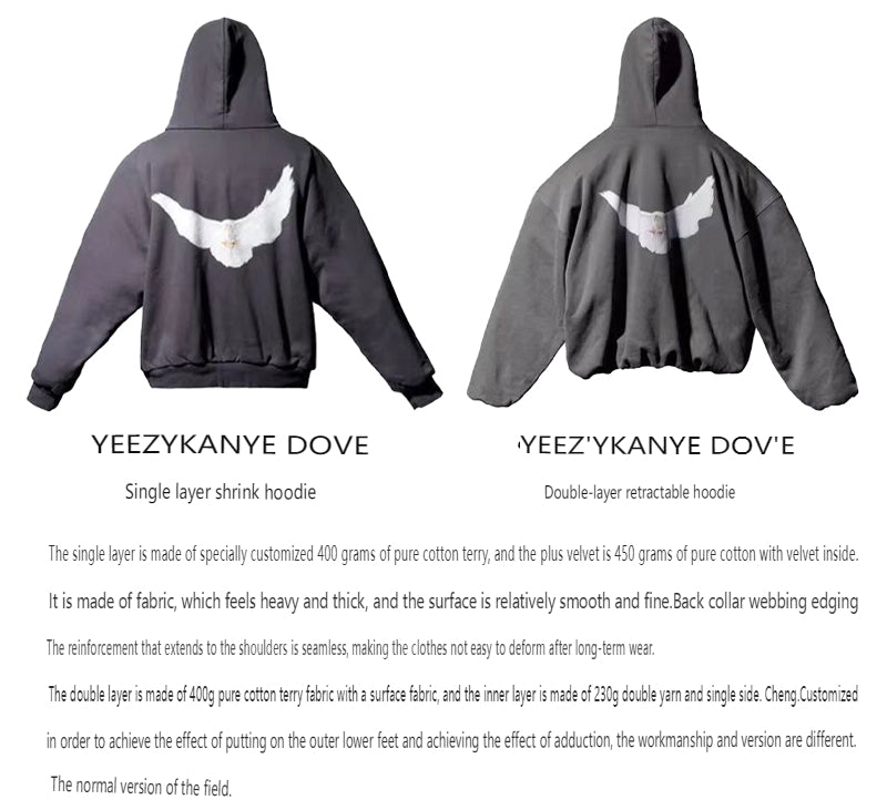 Kanye YEEZY X Peace Dove X GAP Triple Collaboration Retro Heavyweight Loose Hoodie Sweatshirt