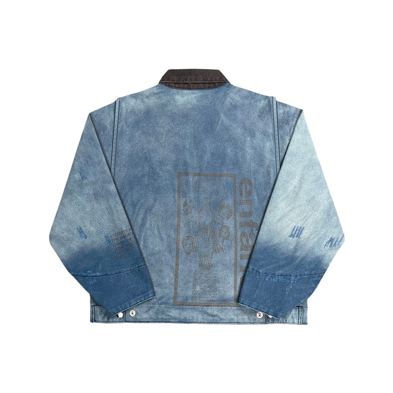 ERD Melancholic Rich Kid Distressed Washed Workwear Denim Jacket Outerwear