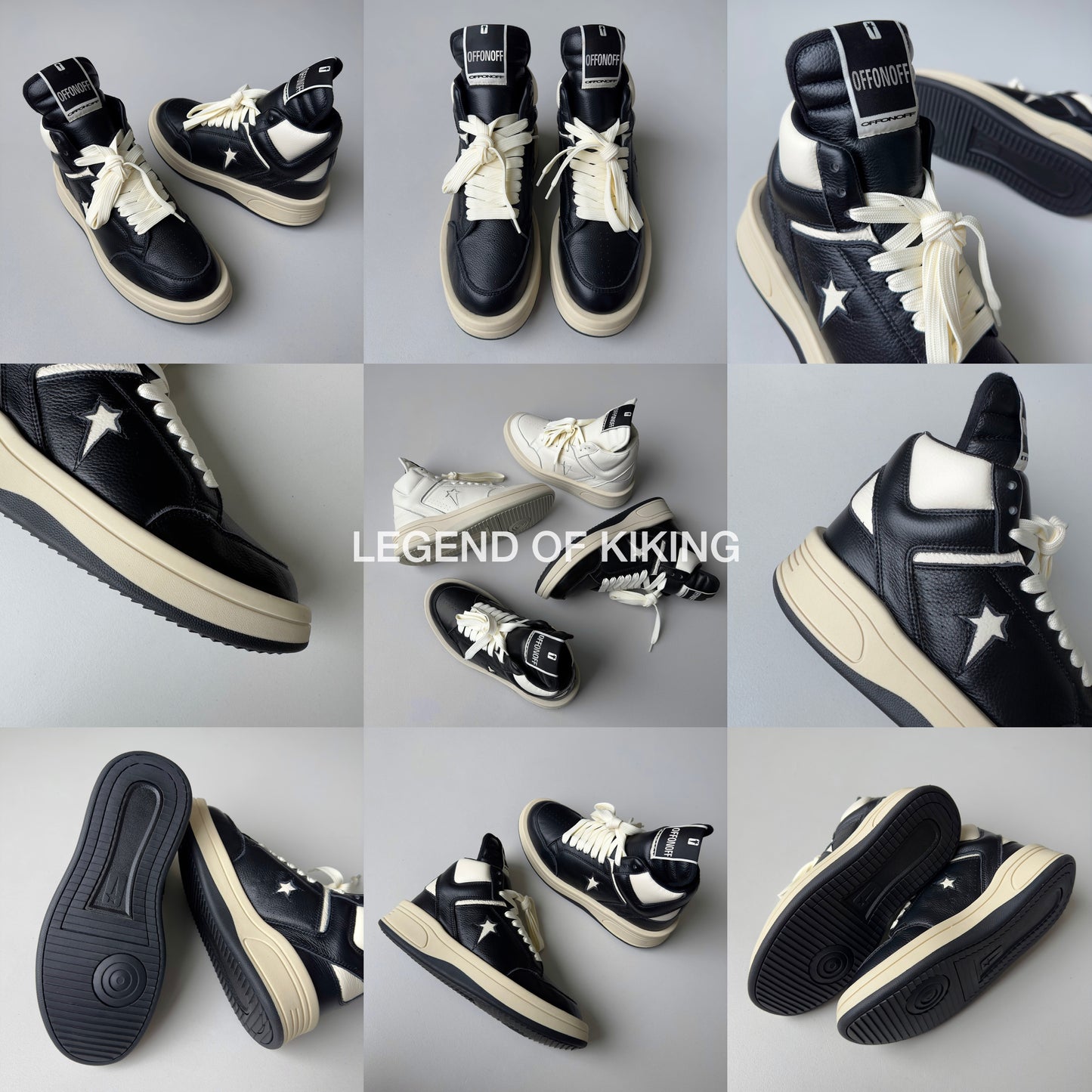 Self-made RO High-Top Leather Sneakers - Rick Owens Round-Toe Lace-Ups