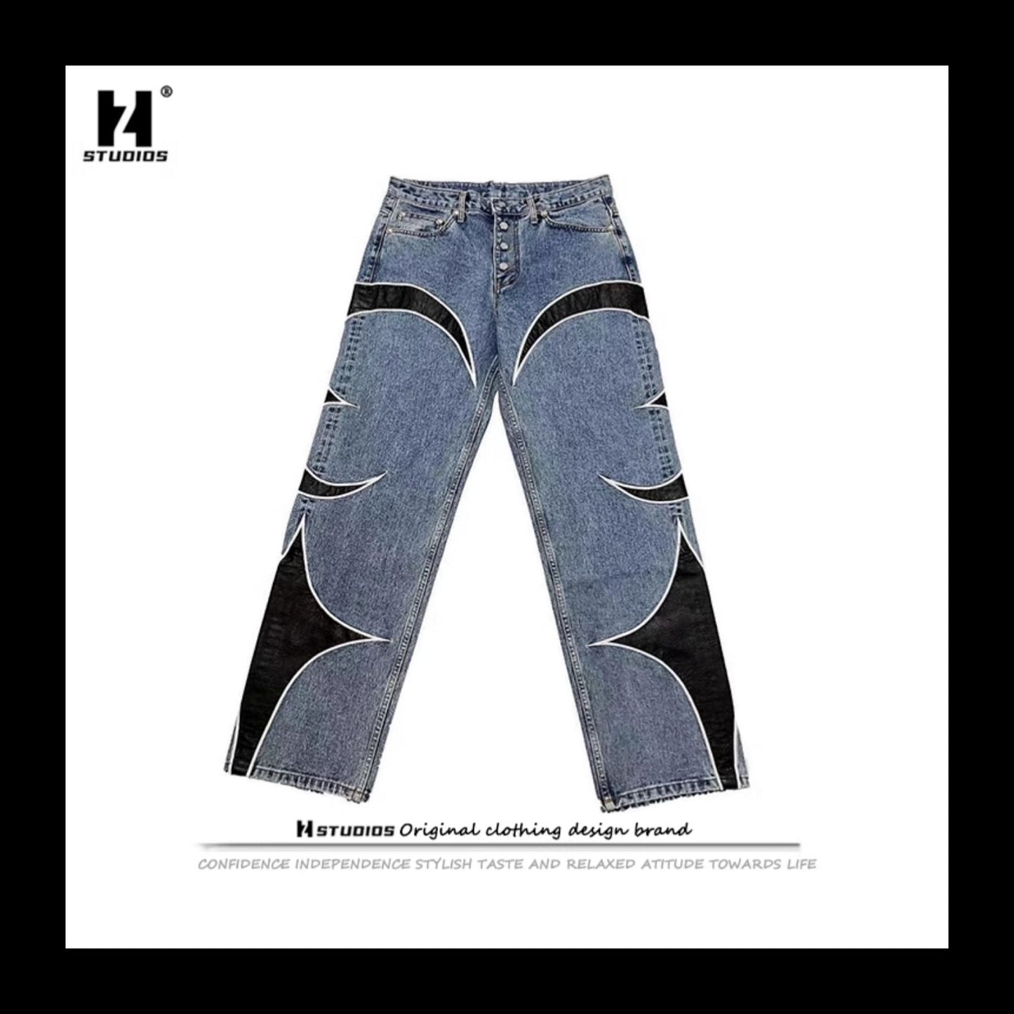 Thug Club Vintage Washed Crescent Patchwork Jeans Henry Lau ASAP Rocky Edition