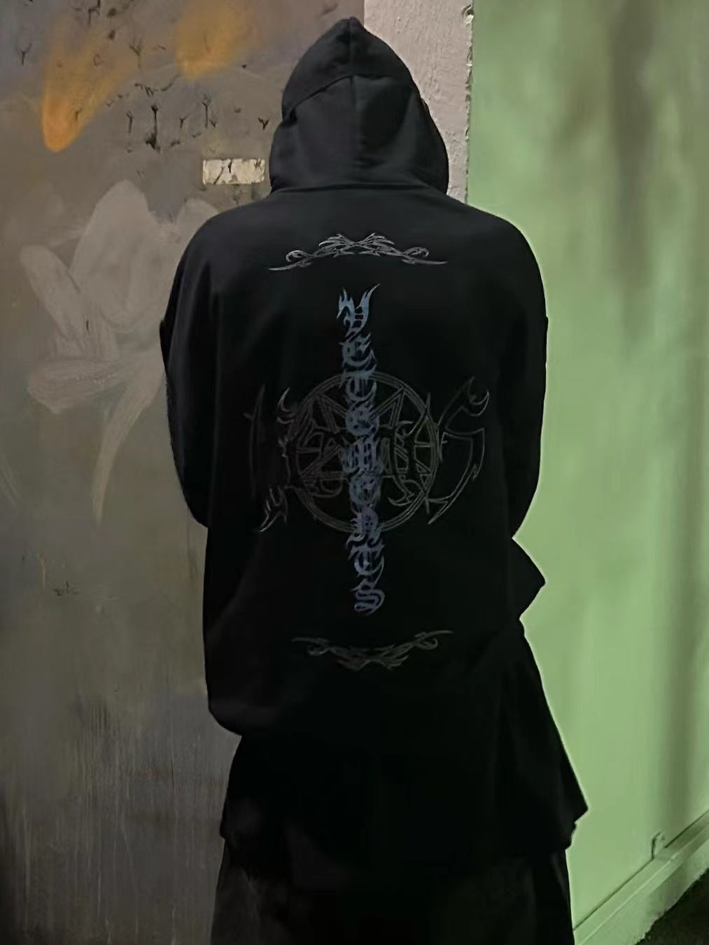 Self-made Vetements VTM 22SS Gothic Rage Hoodie Pentagram - Sanskrit Embroidery