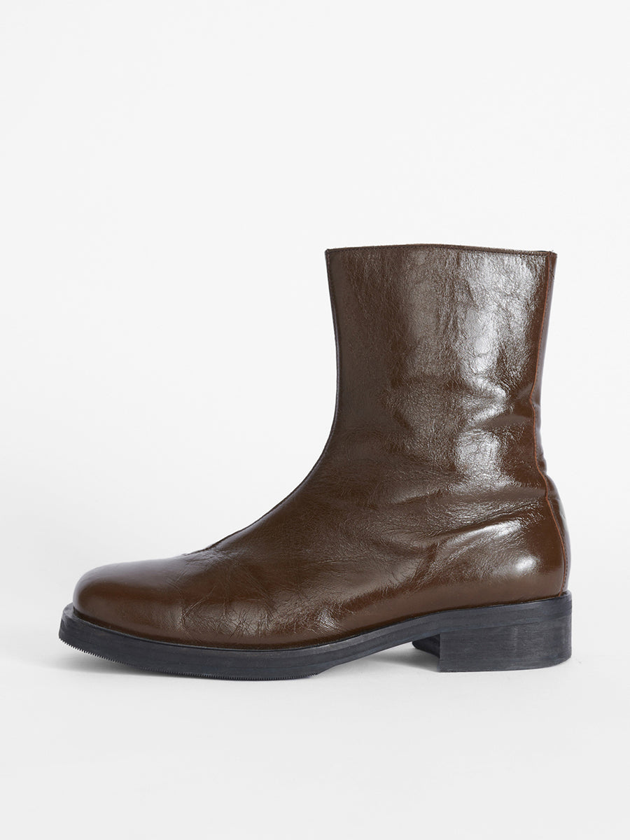 Self-made Our Legacy Brown Leather Mid-Calf Boots Minimalist High-End Chelsea