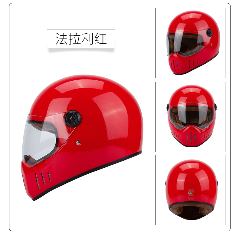 Full Coverage Retro Motorcycle Helmet Cruiser Bike Full-Face All-Season Racing