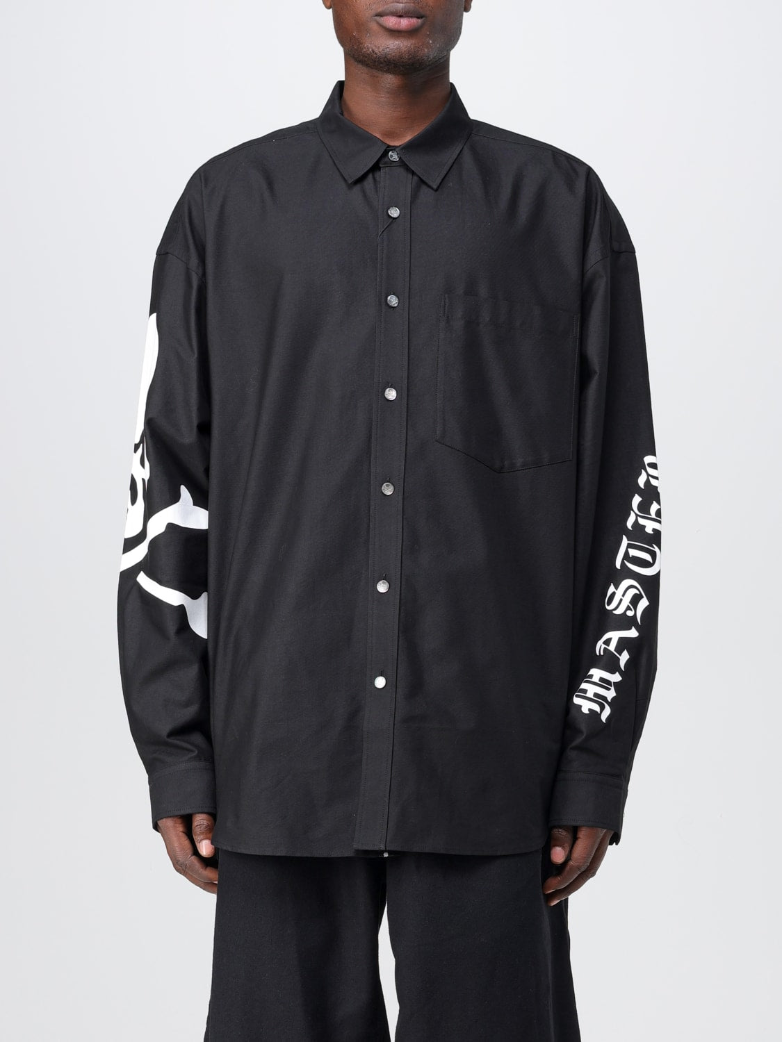 MMJ MASTERMIND Dark Skull Print Shell Button Oversized Couple Casual Shirt