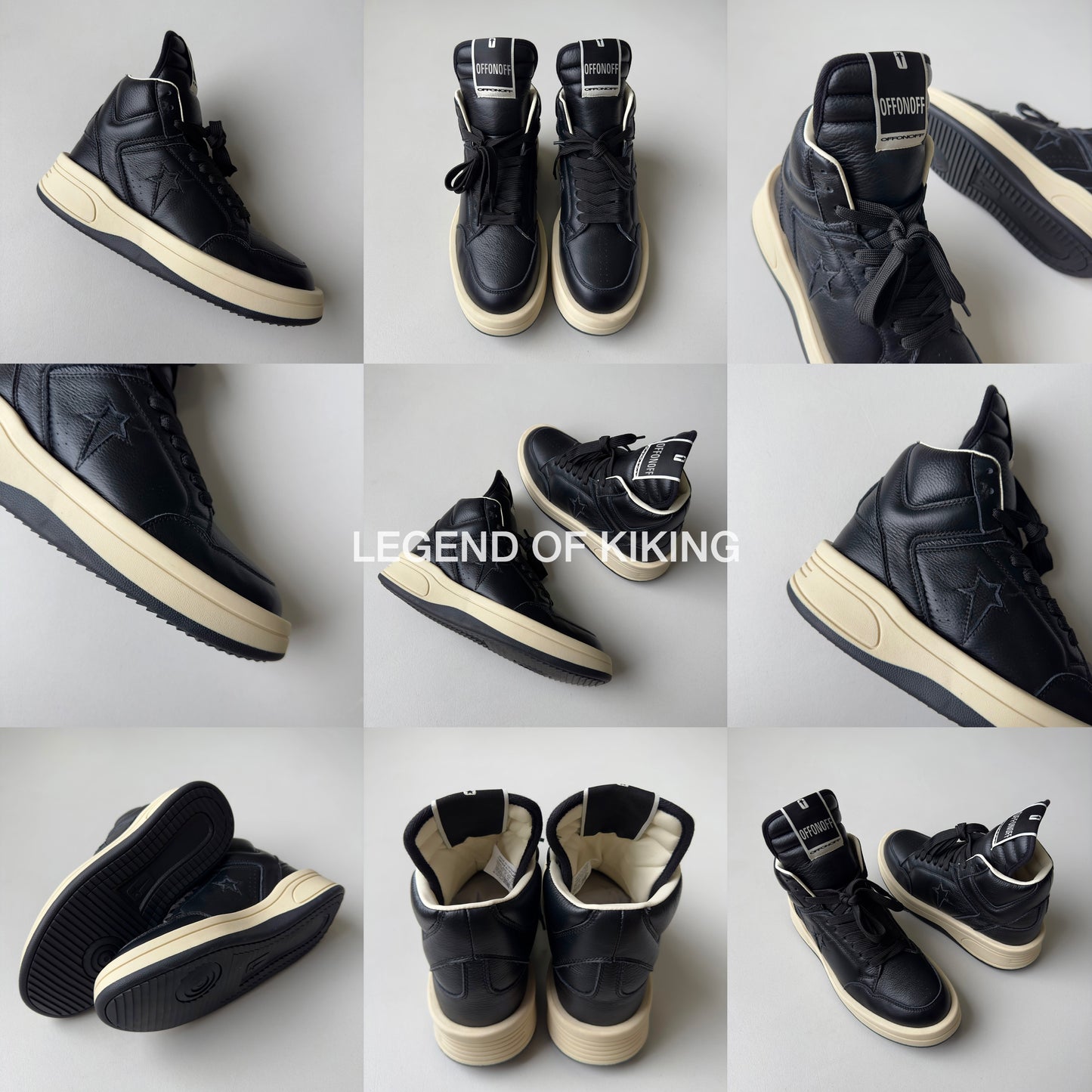 Self-made RO High-Top Leather Sneakers - Rick Owens Round-Toe Lace-Ups