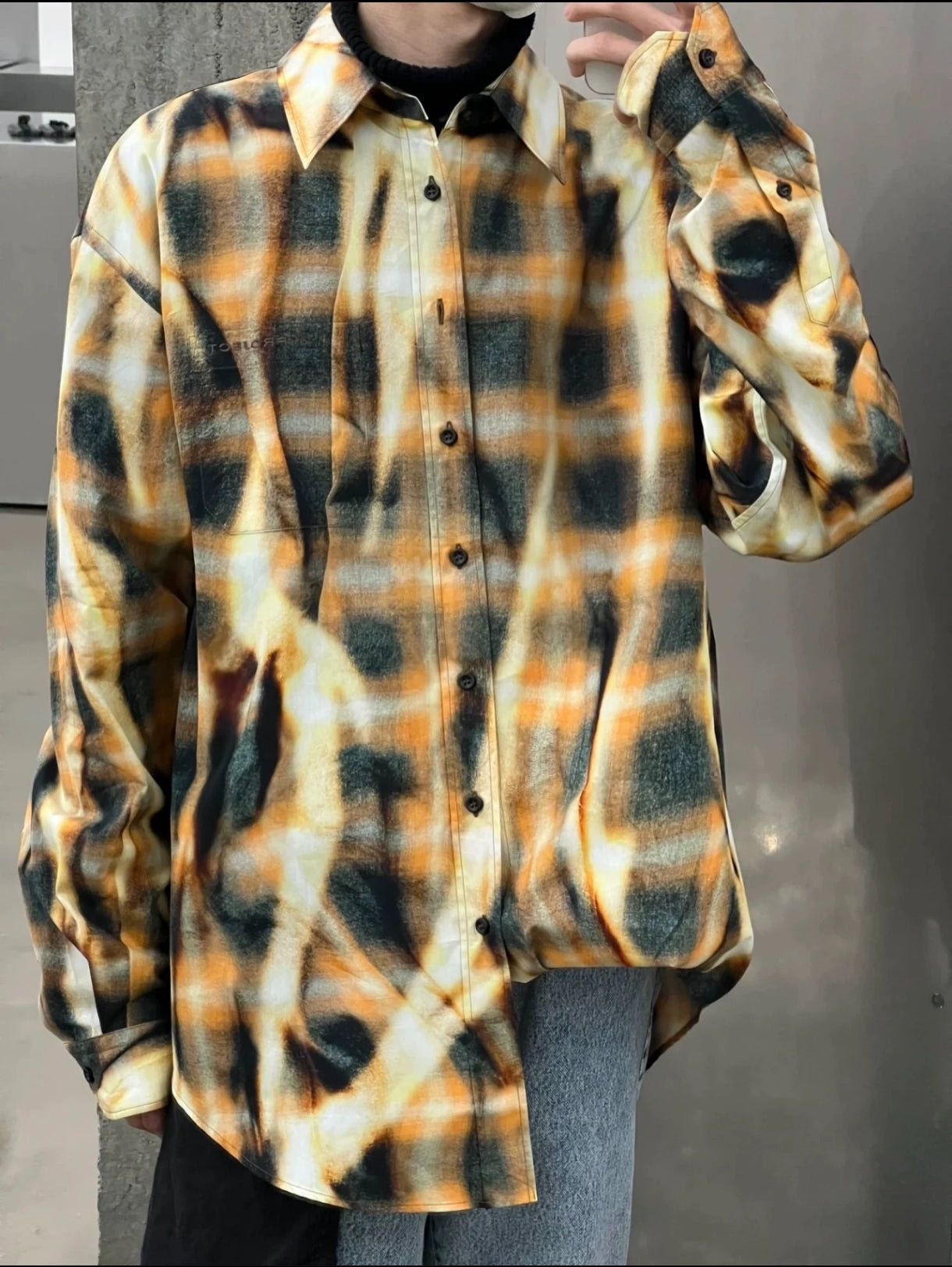 Y/Project 24SS Flame Plaid Print Shirt – Unisex Loose Fit Casual Top Long Sleeve