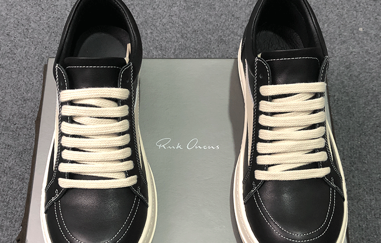 RO 22SS Correct Edition Leather Low-Top Shoes Dark Suede Black Rick Owens