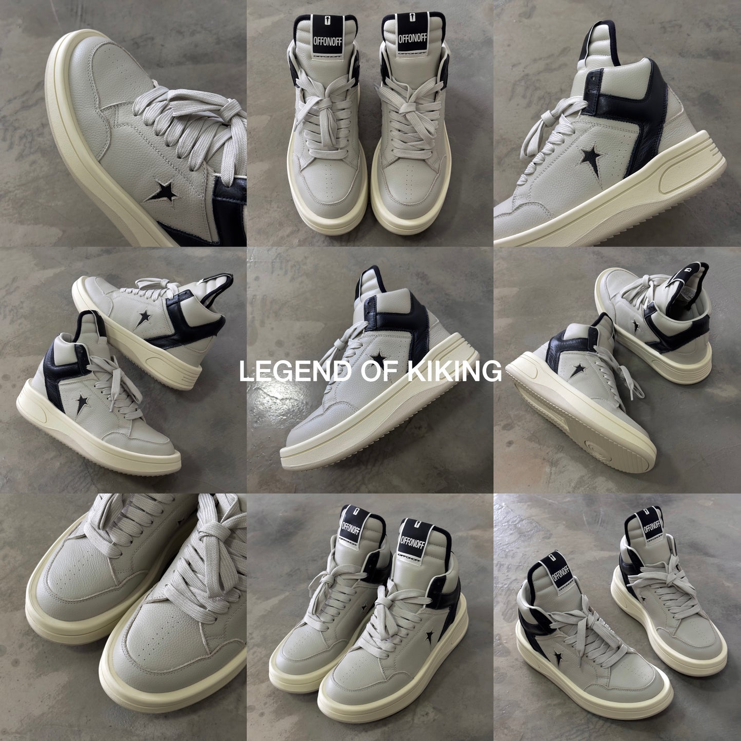 Self-made RO High-Top Leather Sneakers - Rick Owens Round-Toe Lace-Ups