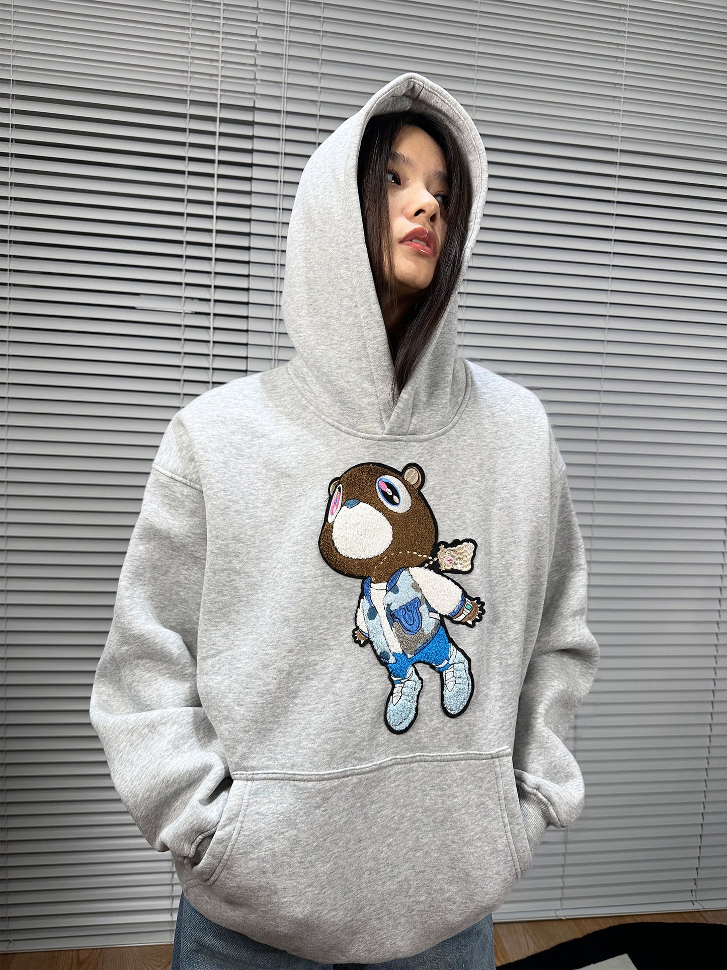 KANYE Dropout Bear Graduation Hoodie - 24FW Towel Embroidery Heavyweight