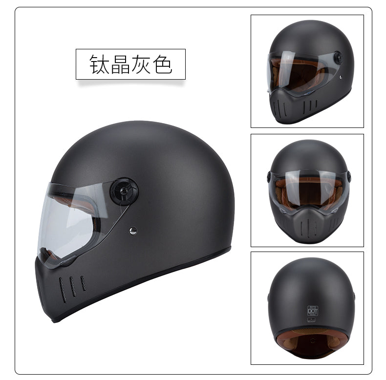 Full Coverage Retro Motorcycle Helmet Cruiser Bike Full-Face All-Season Racing