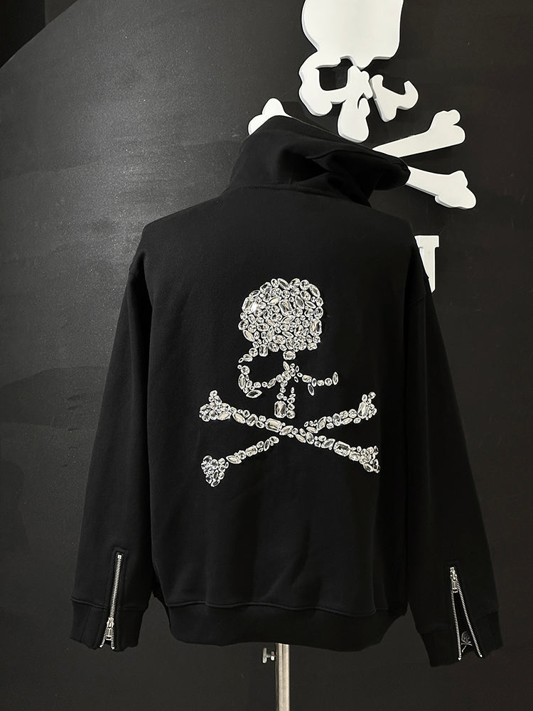 MASTERMIND Heavyweight 600g Acrylic Diamond Skull Hoodie Handmade MMJ Sweatshirt