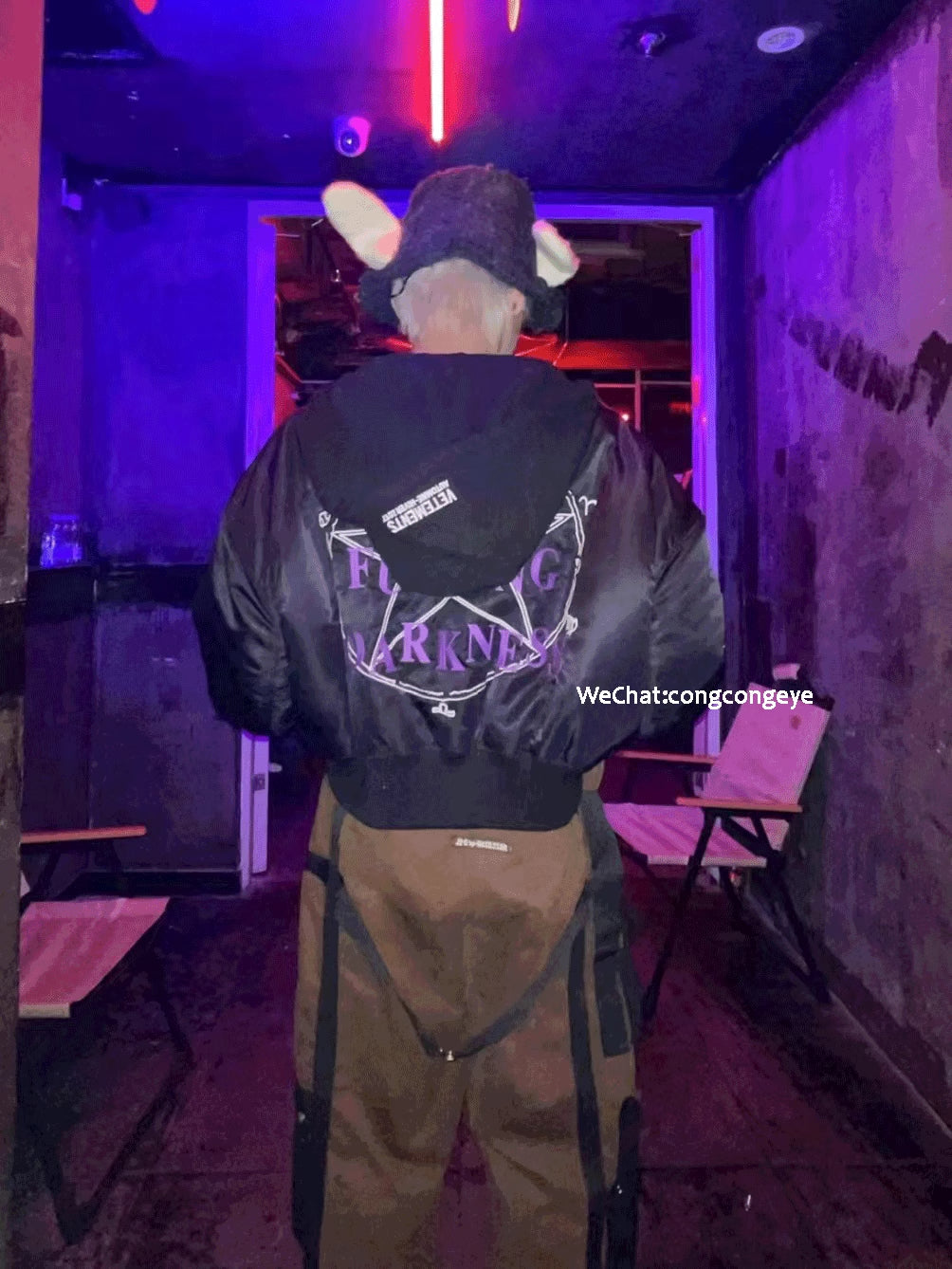 Self-Made VETEMENTS Embroidered Pentagram Magic Array Bomber Hooded Loose Jacket