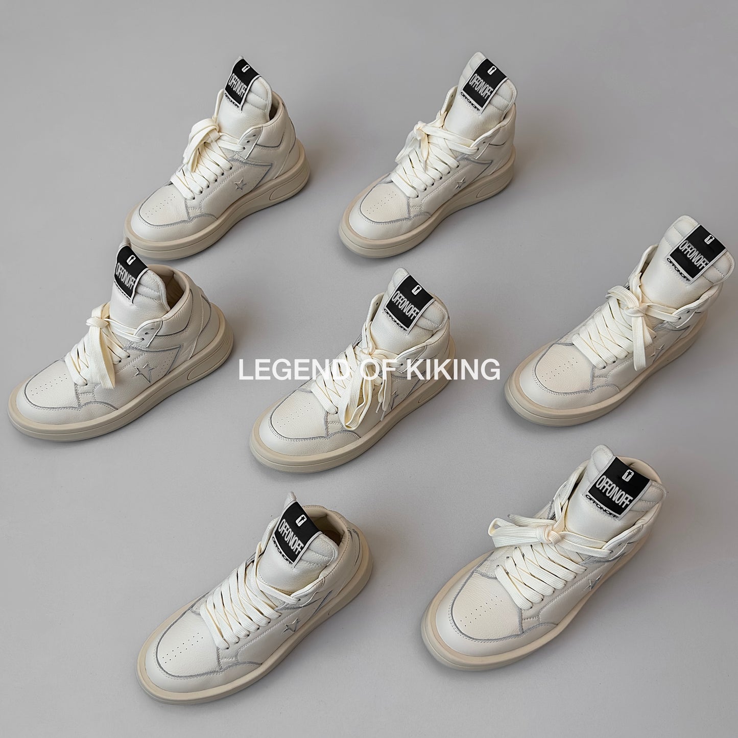 Self-made RO High-Top Leather Sneakers - Rick Owens Round-Toe Lace-Ups