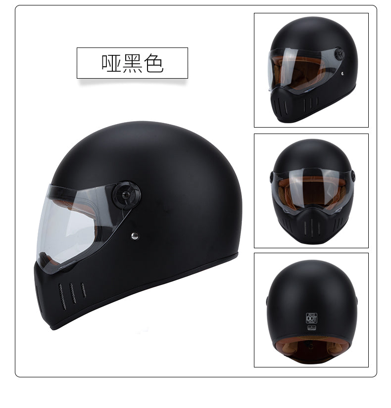 Full Coverage Retro Motorcycle Helmet Cruiser Bike Full-Face All-Season Racing