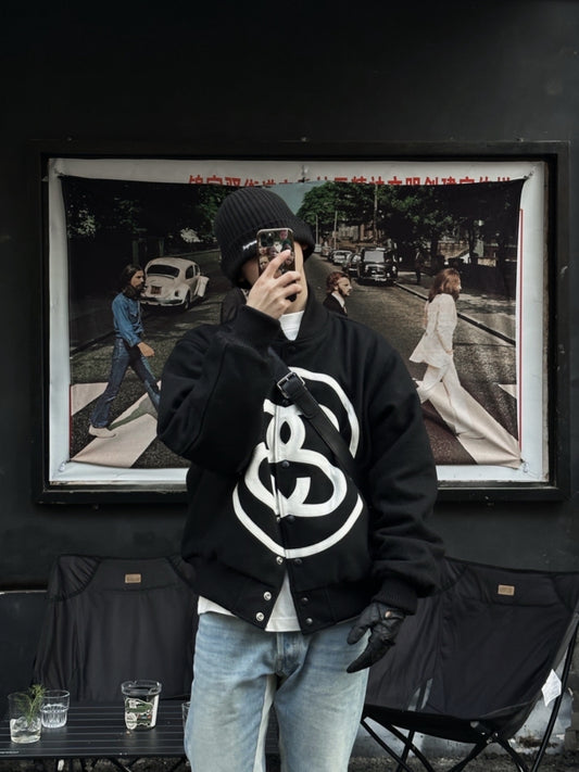 Self-made i795 Double-S Stussy Wool Varsity Jacket – Heavyweight Loose Baseball