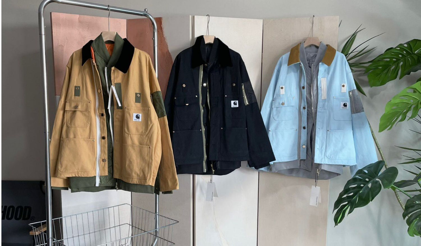 Self-made Detroit Double Collar Carhartt X Sacai Jacket Canvas Patchwork Workwear