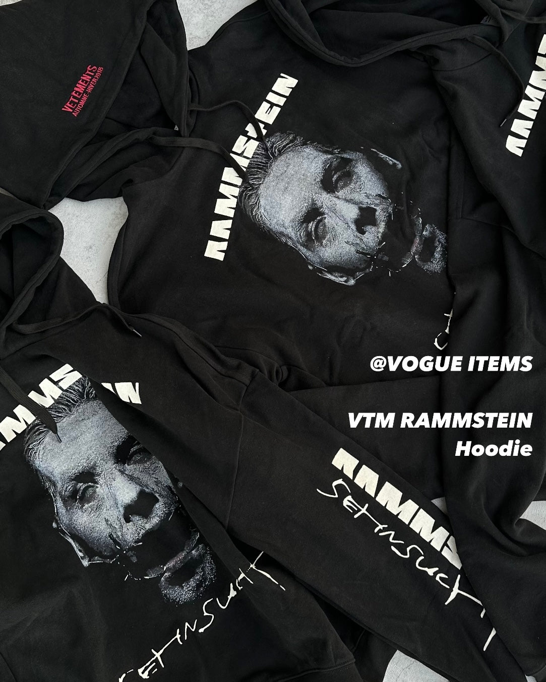 Self-made German Rammstein Vetement VTM Black Dark Punk Oversized Hoodie Jacket