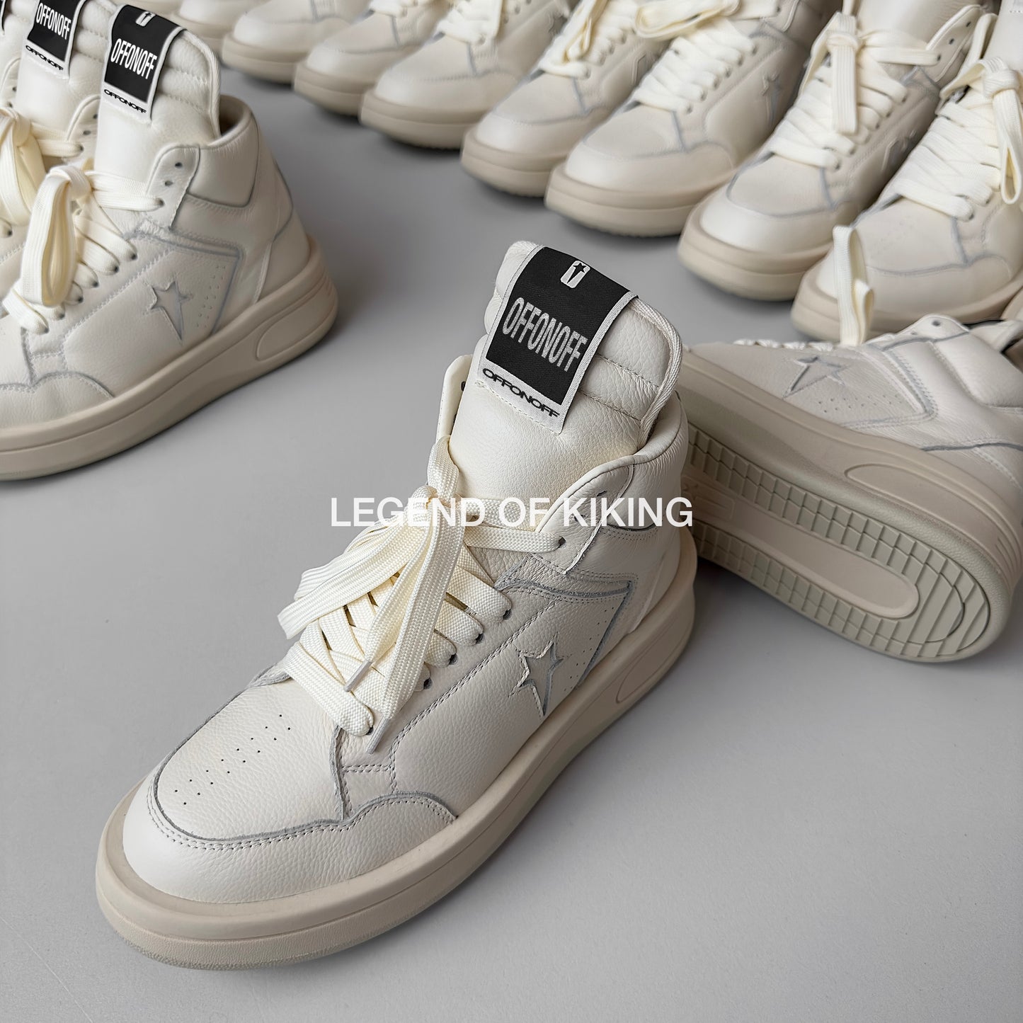 Self-made RO High-Top Leather Sneakers - Rick Owens Round-Toe Lace-Ups