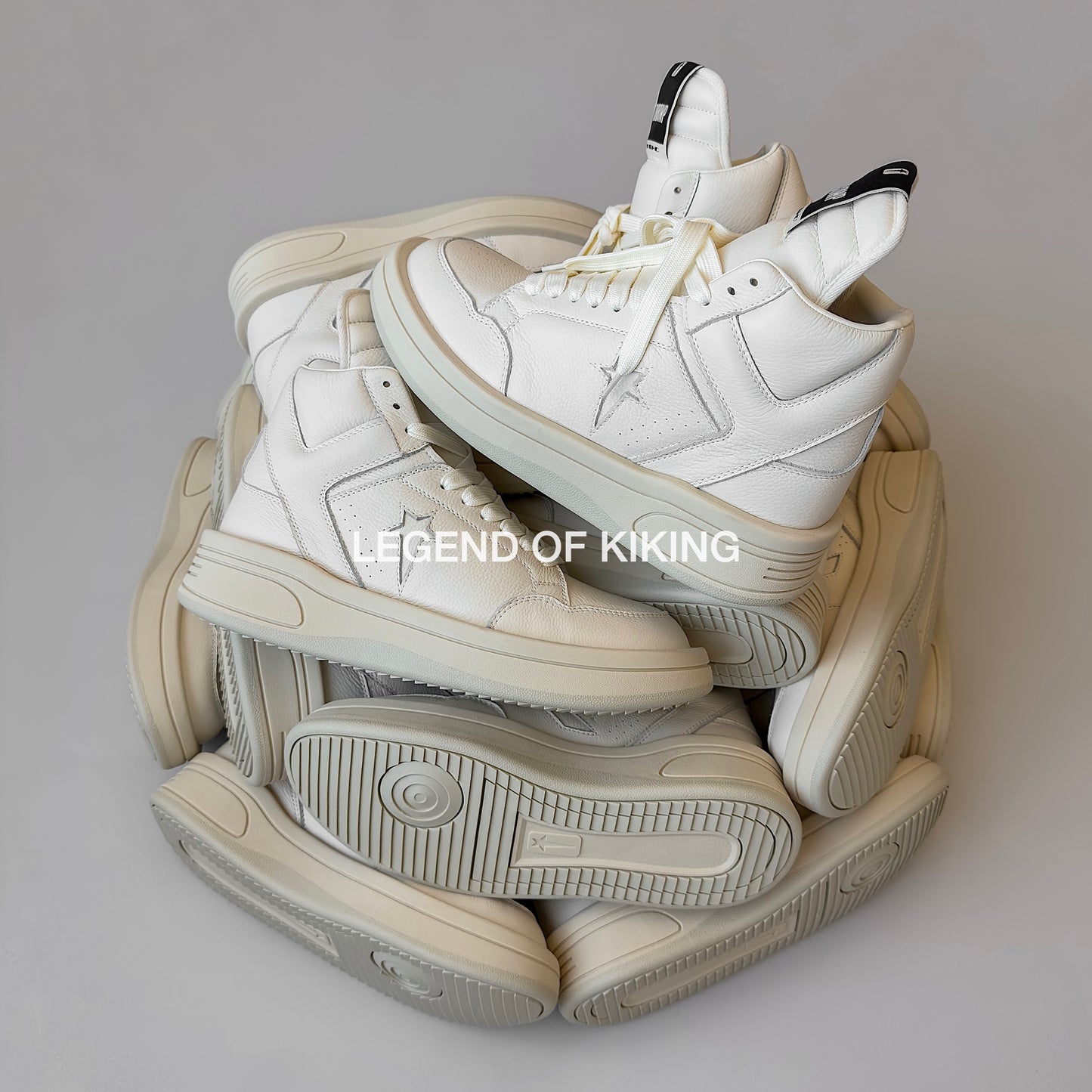 Self-made RO High-Top Leather Sneakers - Rick Owens Round-Toe Lace-Ups