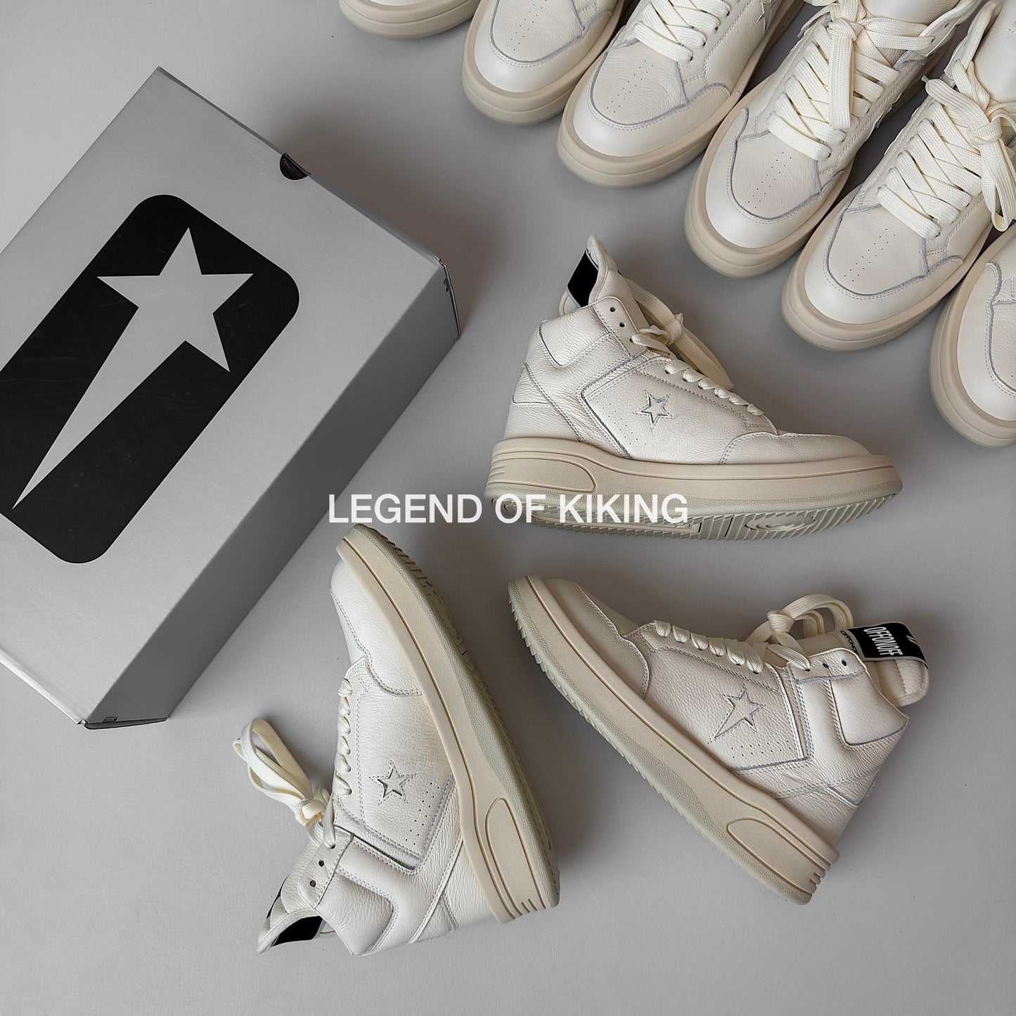 Self-made RO High-Top Leather Sneakers - Rick Owens Round-Toe Lace-Ups