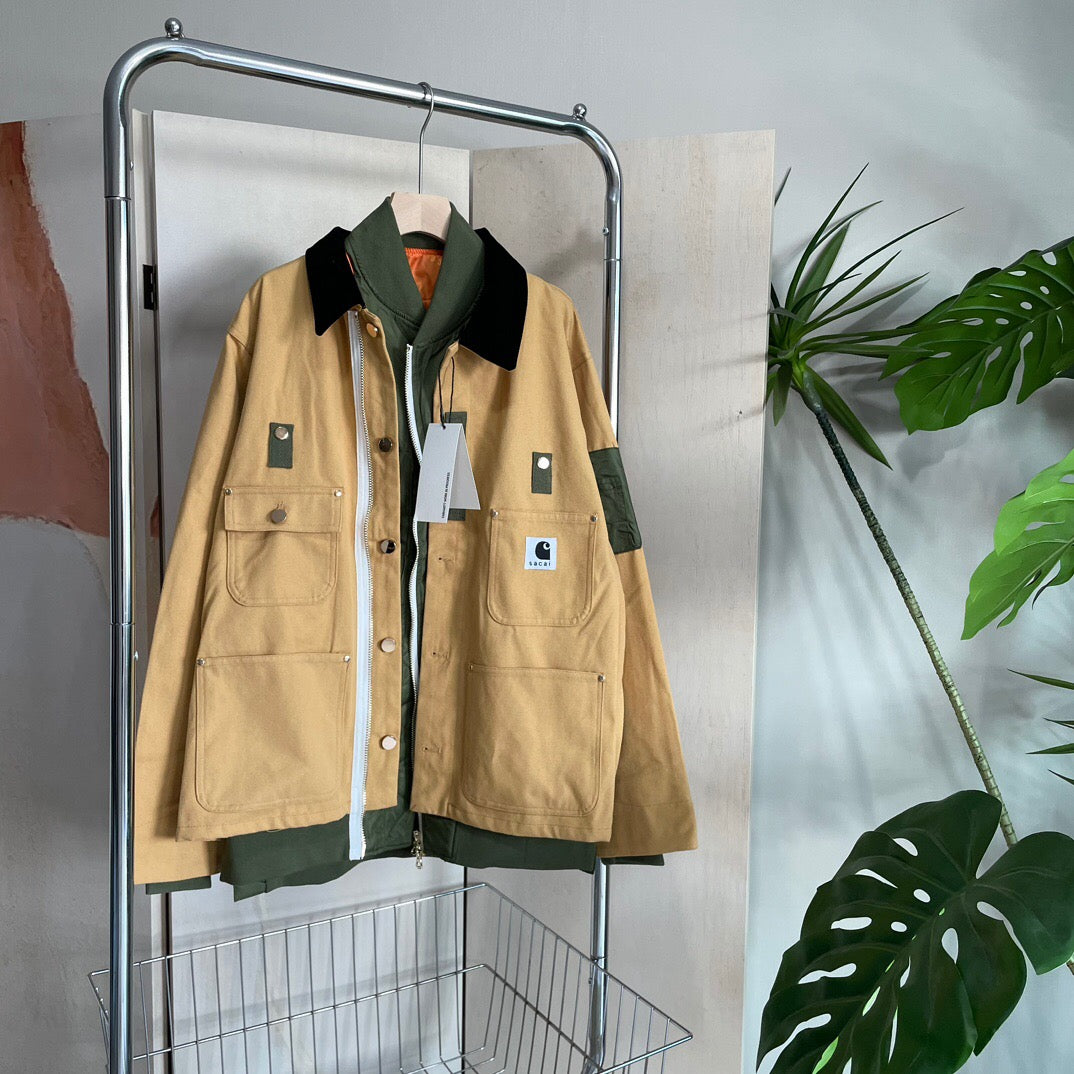 Self-made Detroit Double Collar Carhartt X Sacai Jacket Canvas Patchwork Workwear