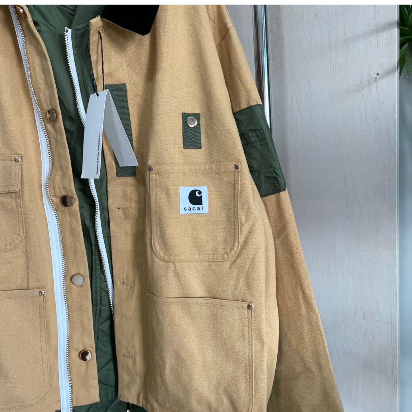 Self-made Detroit Double Collar Carhartt X Sacai Jacket Canvas Patchwork Workwear