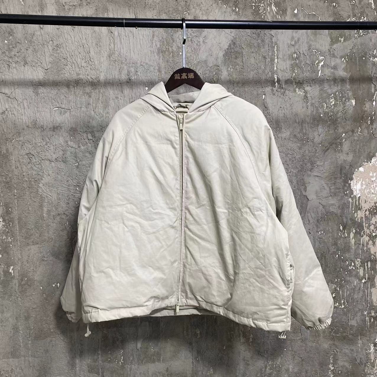 Self-made FOG Essentials Down Jacket Fear of God Zip-Up Hooded Puffer Coat