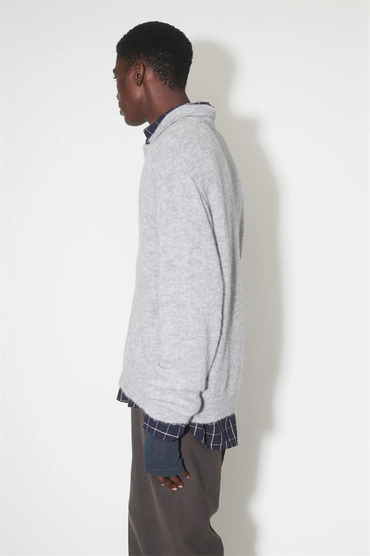 donclick 24FW Our Legacy Mohair Wool Blend Cardigan Light Grey Relaxed Fit Knit