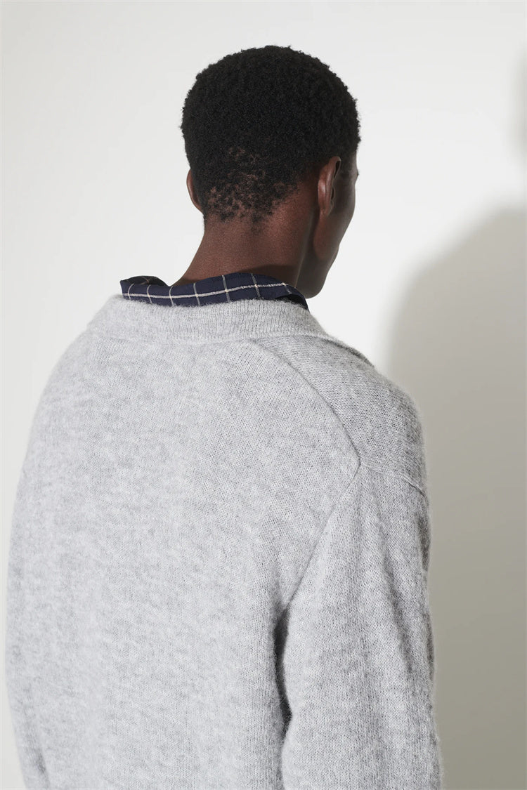 donclick 24FW Our Legacy Mohair Wool Blend Cardigan Light Grey Relaxed Fit Knit