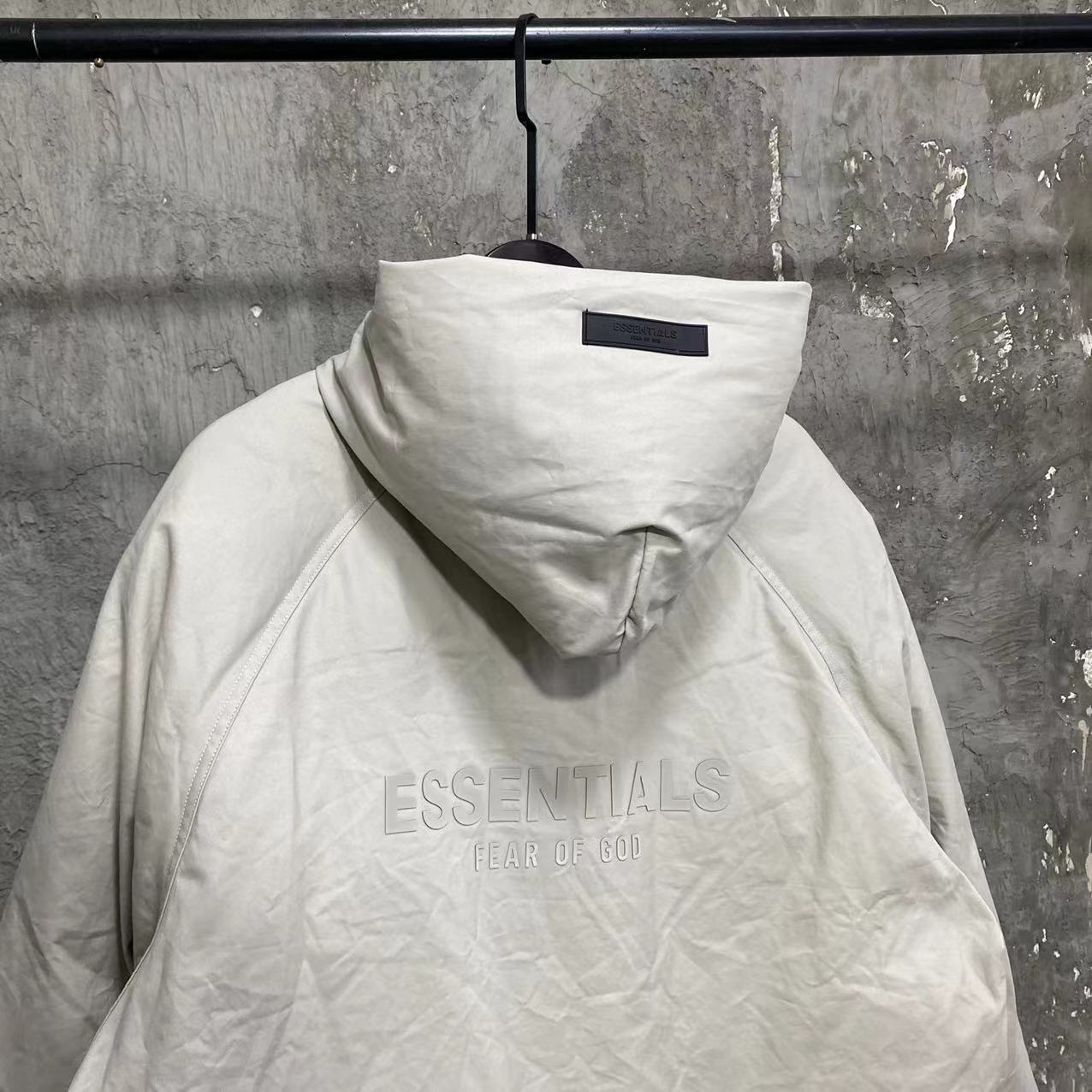 Self-made FOG Essentials Down Jacket Fear of God Zip-Up Hooded Puffer Coat