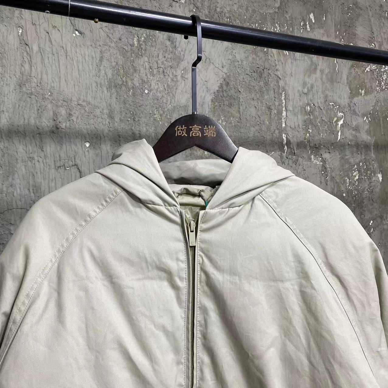 Self-made FOG Essentials Down Jacket Fear of God Zip-Up Hooded Puffer Coat