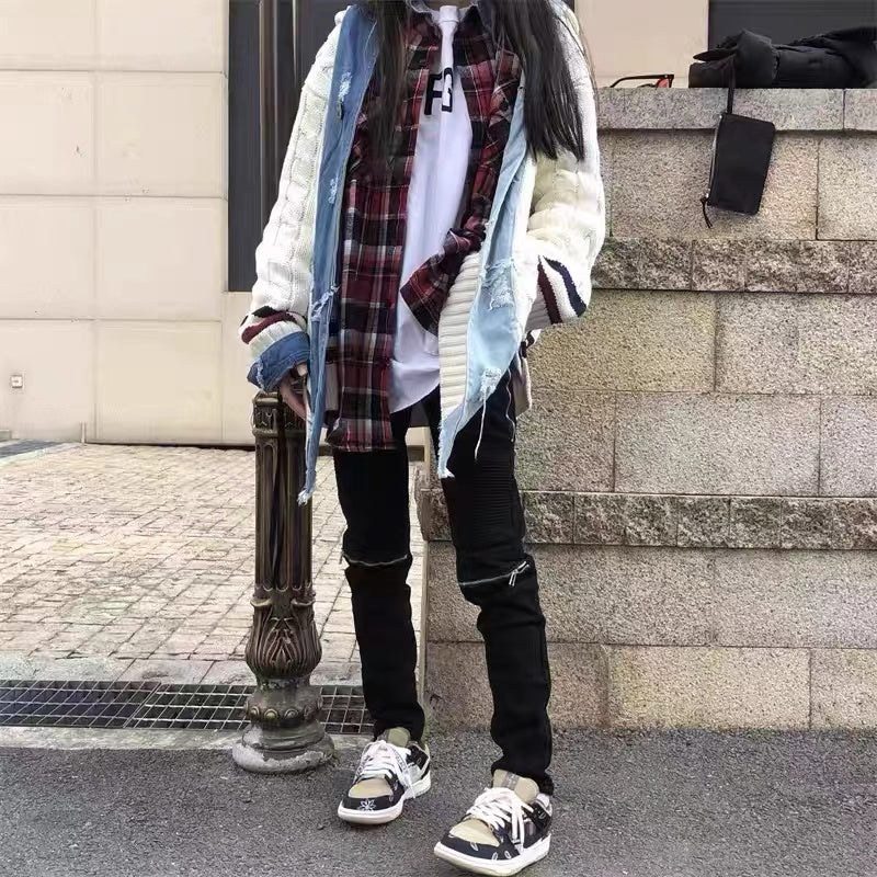 Self-made Fear of God FOG Fifth Season Red Checkered Shirt High Street Loose Fit