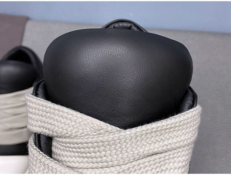 Custom-made Rick Owen Leather Platform Bread Sneakers BAPESTALOW Padded Shoes Inflatable
