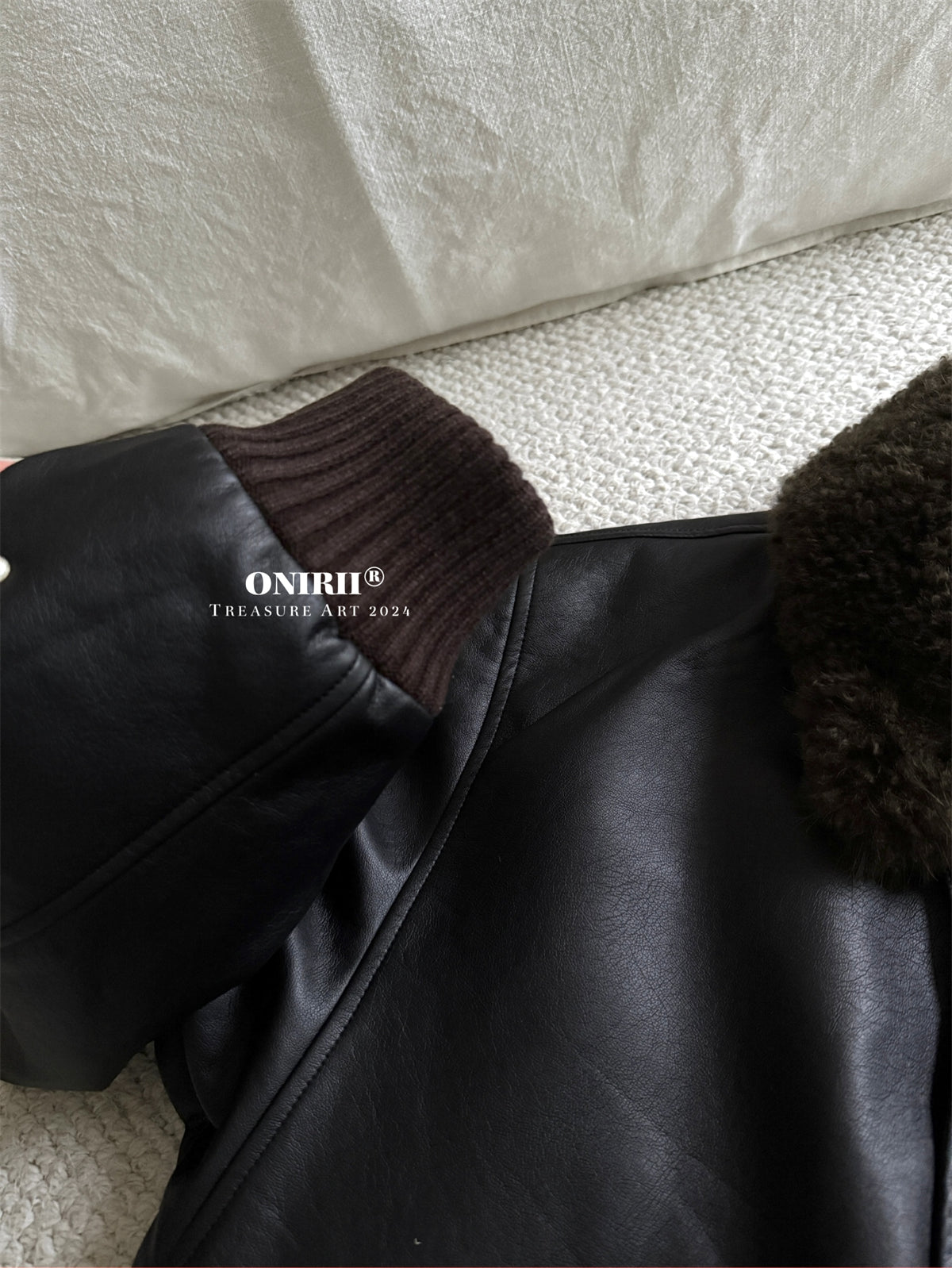 Heavyweight Le*maire Quilted Jacket Imported Lamb Wool Collar Gray-Black Padded Coats