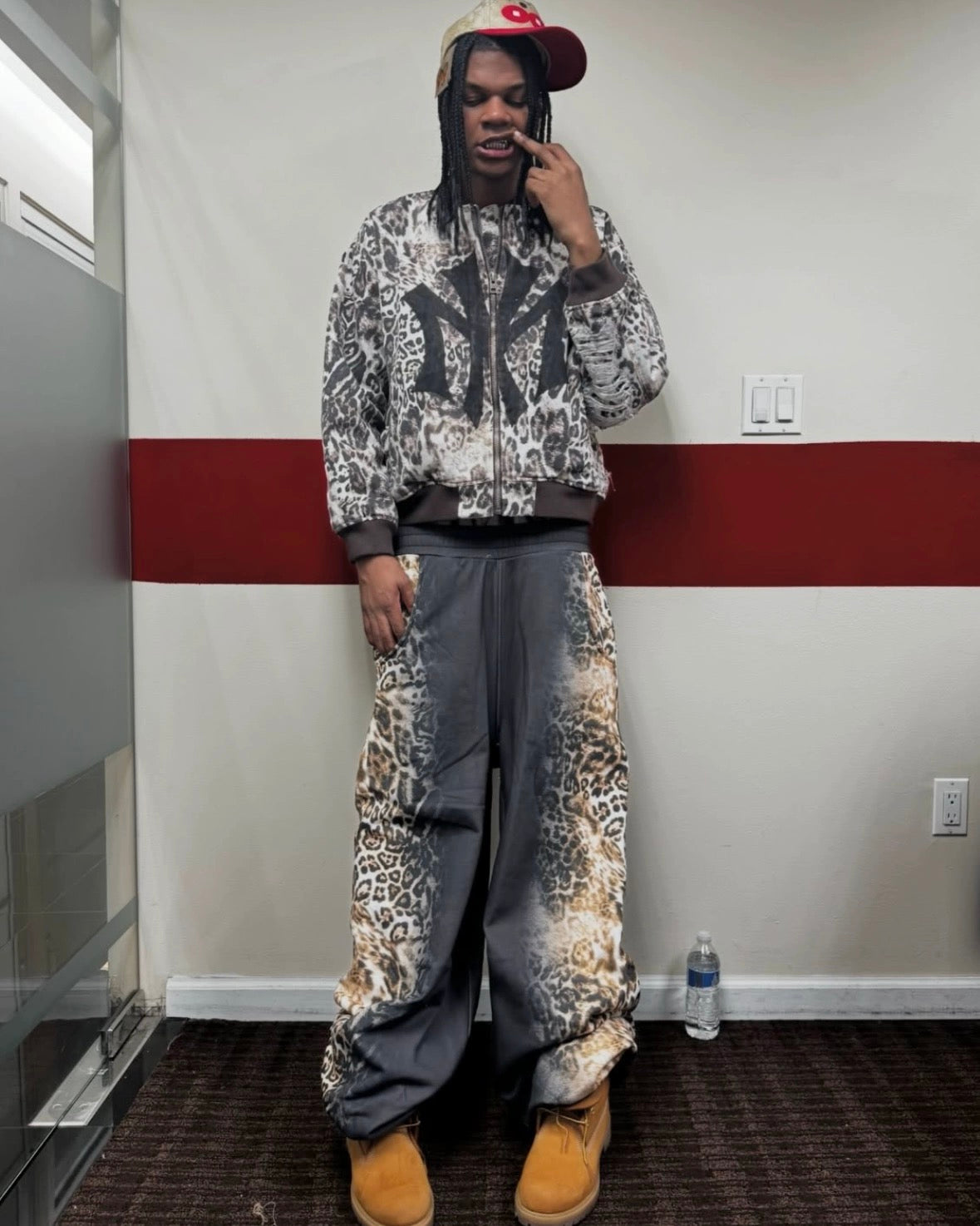 Mowalola x Ksubi Cheetah Print Bomber - Distressed Zip-Up Jacket Deconstructed Details