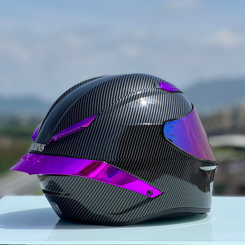 Future Serie / Carbon Fiber Pattern Plated Full Face Helmet Motorcycle All-Season DOT 3C Approve