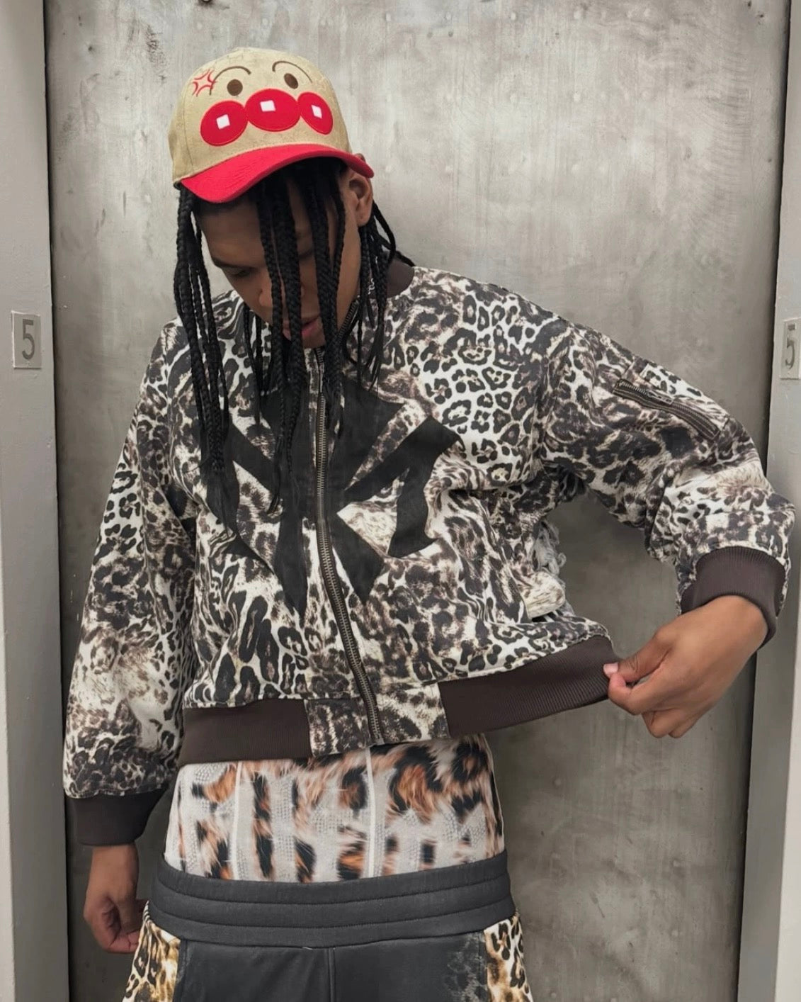 Mowalola x Ksubi Cheetah Print Bomber - Distressed Zip-Up Jacket Deconstructed Details